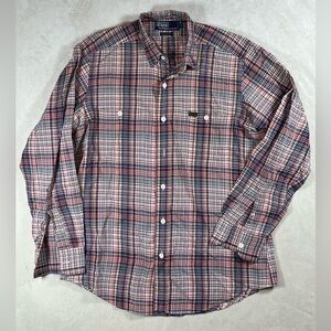 Vintage Polo Ralph Lauren Medium Lightweight Western Men's Red Plaid Shirt